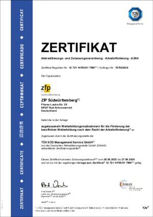 Zertifikat AZAV Zertifikat AZAV